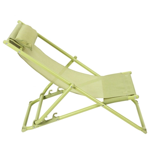 Leżak ogrodowy Canard składany zielony z regulacją oparcia, metalowy na taras lub plażę
