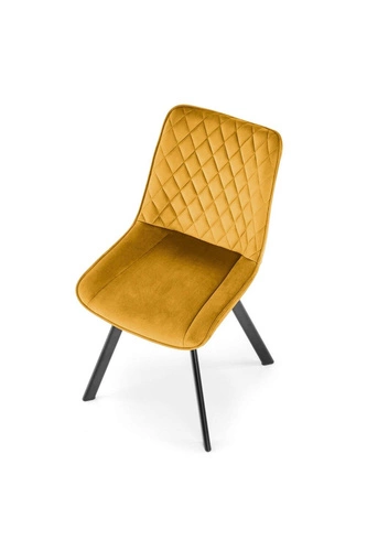 Krzesło obrotowe Veroniq tapicerowane welur musztardowe do jadalni i salonu nowoczesne