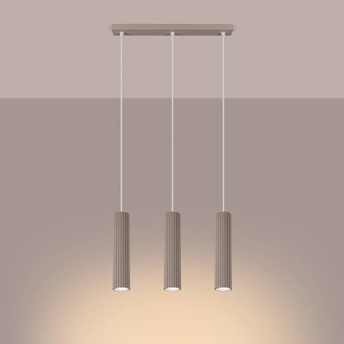 Lampa wisząca KARBON 3-punktowa beżowa nowoczesna do kuchni i nad wyspę