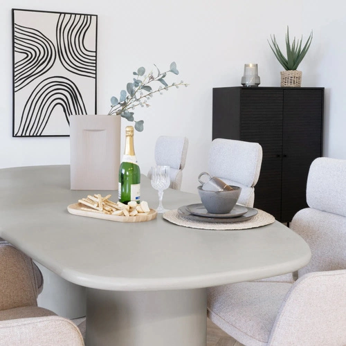 Stół Maranola beżowy owalny 96x200 nowoczesny do jadalni i salonu