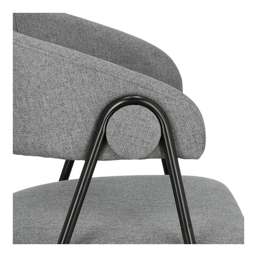 Krzesło tapicerowane Larisa szare z podłokietnikami loftowe do jadalni i kuchni Intesi