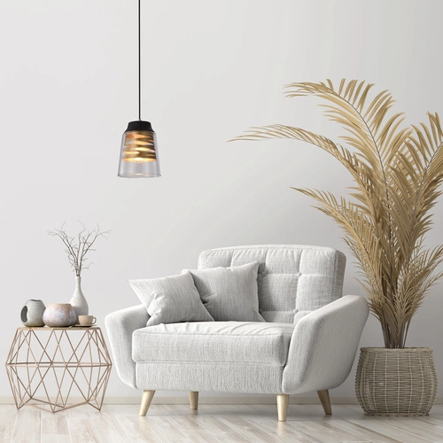 Lampa wisząca Fresno czarny 1x60W E27  klosz bezbarwny