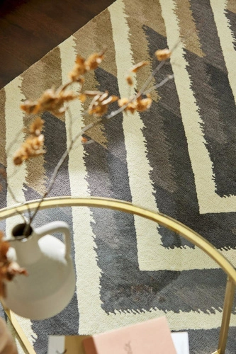 Dywan nowoczesny wełniany Makalu Flint 170x240 geometryczny do salonu i sypialni beżowy