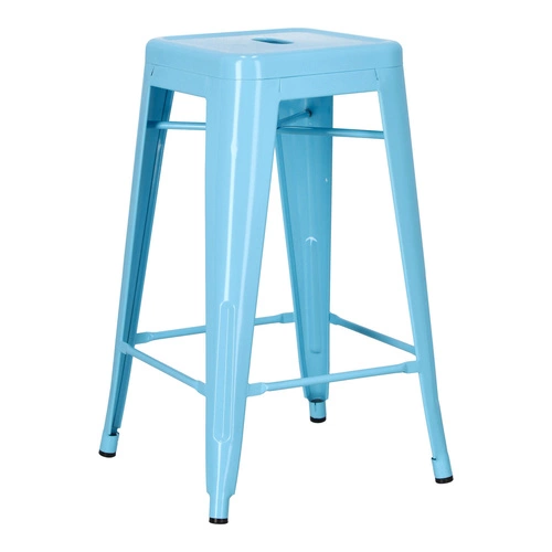 Hoker Paris 66 cm niebieski metalowy industrialny bez oparcia do wyspy kuchennej D2.DESIGN