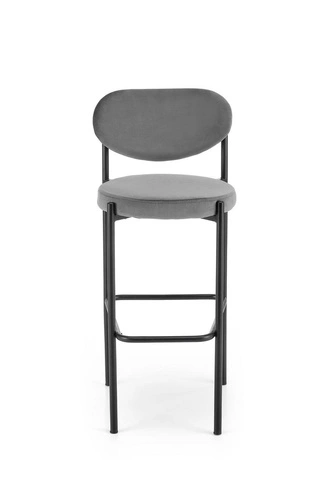 Hoker Camile welurowy szary z wysokim oparciem nowoczesny do kuchni i jadalni Intesi