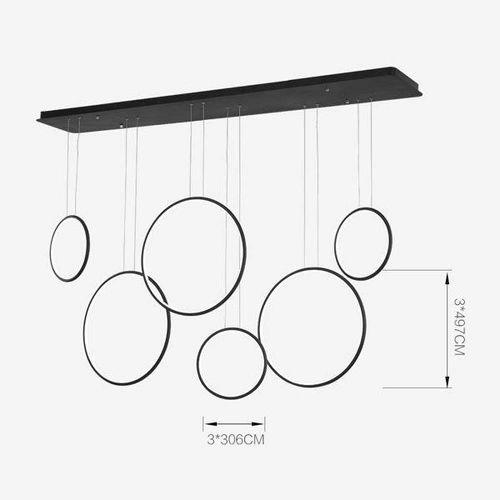 Nowoczesna lampa sufitowa LED Altavola Design Okręgi czarna regulowana do salonu 180 cm