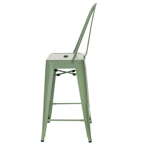 Hoker Paris Back 66 cm zielony metalowy z oparciem do kuchni i wyspy industrialny D2.DESIGN