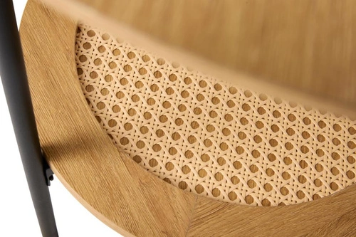 Stolik pomocniczy Pensacola okrągły 50 cm dąb czarny nowoczesny