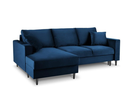 Narożnik z funkcją spania Cartadera Royal Blue Velvet Lewostronna kolor nóg czarny