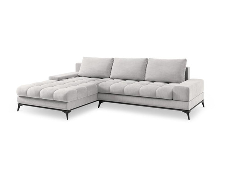 Narożnik z funkcją spania Deneb Light Grey Structured Fabric lewostronny