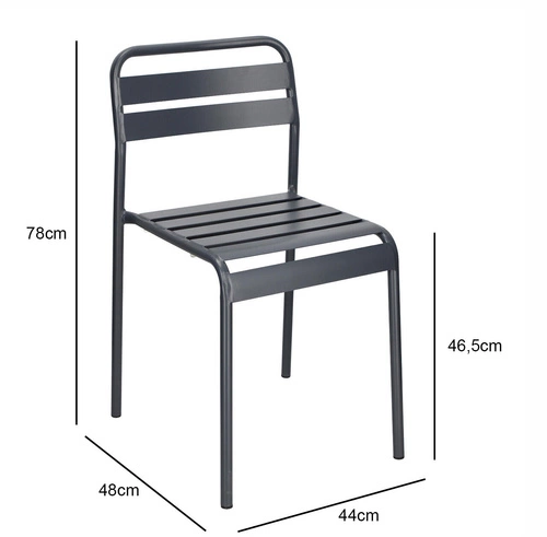 Krzesło ogrodowe metalowe Terra antracytowe Intesi loftowe sztaplowane na balkon i taras