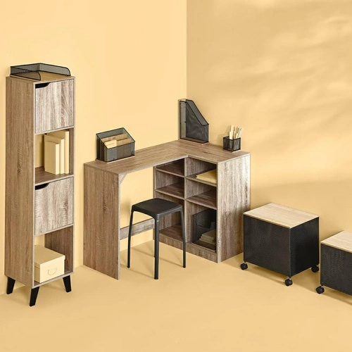 Kali biurko narożne nowoczesne z półkami do pracy i nauki naturalne 5five simply smart