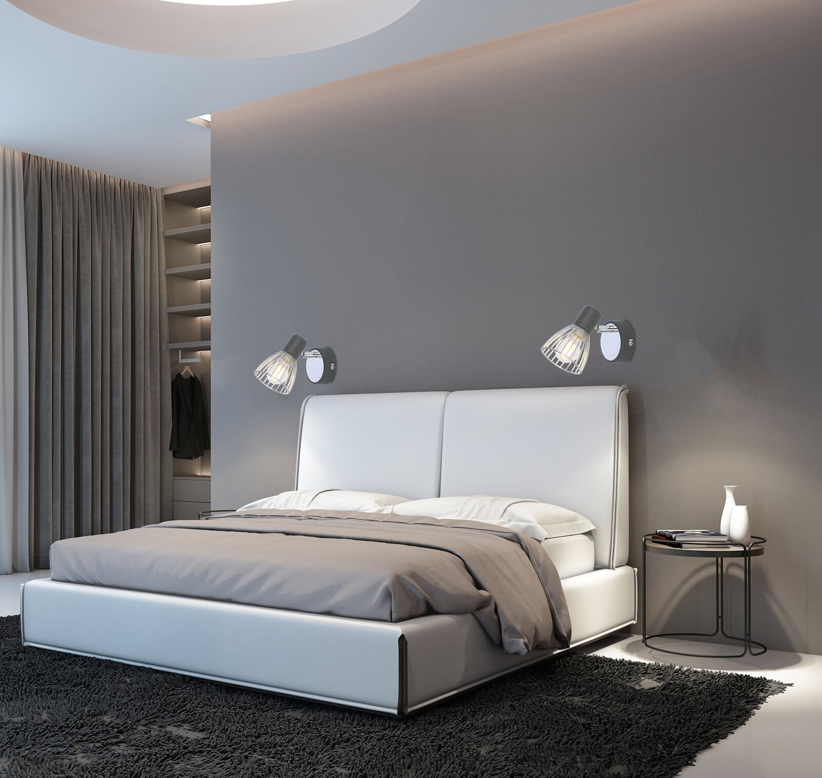 Nowoczesny kinkiet ścienny Modo czarny z chromem metalowy z ruchomym kloszem do sypialni