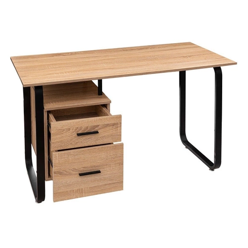 Biurko loftowe Brava do pracy z szufladami 120 cm nowoczesne czarno-naturalne 5five