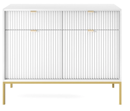 Zestaw mebli do sypialni biały/złoty Delicious ryflowane fronty