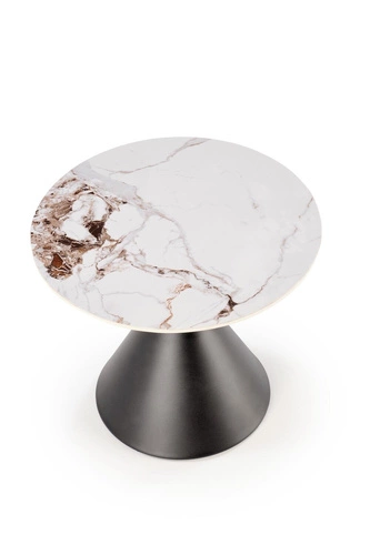 Stolik kawowy Javin S okrągły biały marmur czarny nowoczesny glamour do salonu 60 cm