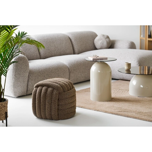 Pufa Napier brązowa welurowa do salonu i przedpokoju 48x48 cm