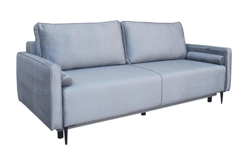 Sofa rozkładana Arosa Intesi welurowa szara z funkcją spania i pojemnikiem do salonu