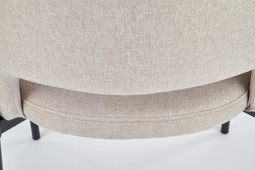 Krzesło tapicerowane Humber beżowe do jadalni i salonu nowoczesne na czarnych metalowych nogach