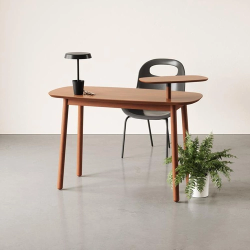 Biurko Swivo orzech nowoczesne z obrotową półką do pracy skandynawskie drewniane 127 cm