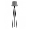 Lampa stojąca do salonu Curacao nowoczesna szara z abażurem drewniana z włącznikiem nożnym