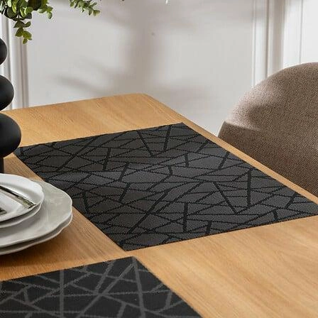 Czarna geometryczna podkładka pod talerz 5five simply smart 45x30 cm do kuchni