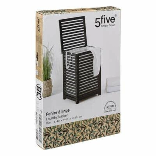 Bambusowy kosz na pranie Sicela 65l czarny do łazienki prostokątny z workiem na bieliznę