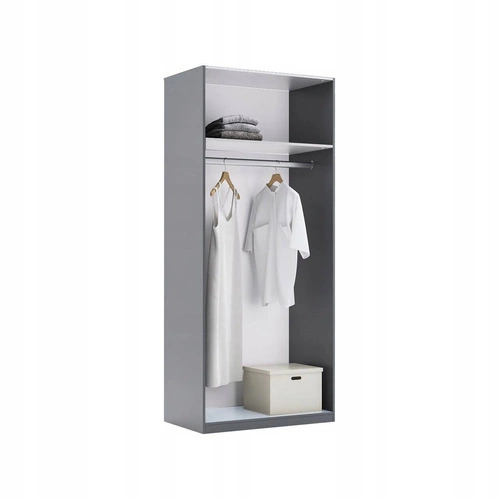 Szafa Otto 2-drzwiowa antracytowa nowoczesna z półkami i drążkiem do sypialni 90 cm