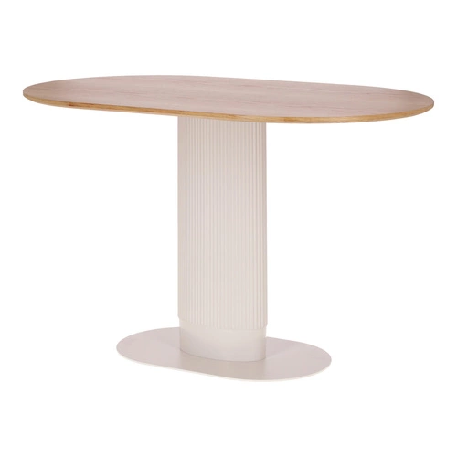 Stół do jadalni Maxim Intesi nowoczesny owalny fornir dąb biały na jednej nodze 120x70 cm