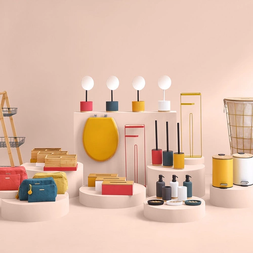 Kubek na szczoteczki do zębów Modern bambusowy nowoczesny grafitowy do łazienki 5five