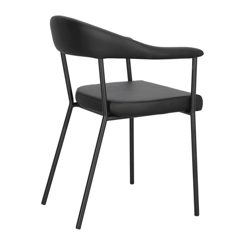 Krzesło tapicerowane Ava Actona do jadalni i salonu czarne ekoskóra z podłokietnikami industrialne
