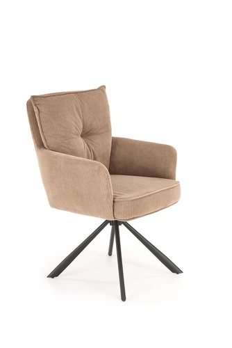 Fotel obrotowy Aldora cappuccino z tkaniny sztruksowej do biura i salonu nowoczesny