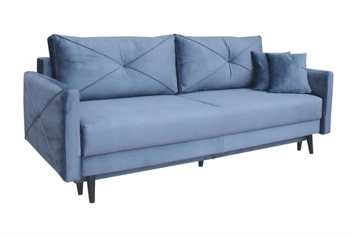 Sofa rozkładana z funkcją spania Saxo 2 osobowa granatowa nowoczesna z pojemnikiem do salonu