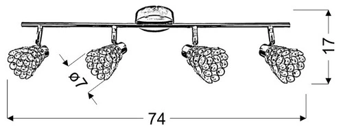 Nowoczesna lampa sufitowa Glossy listwa chrom 4-punktowa regulowana do salonu
