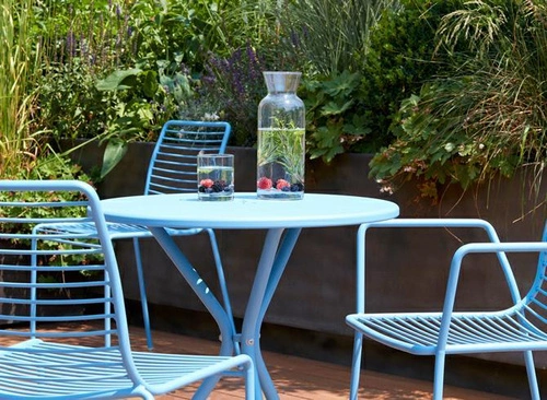 Krzesło ogrodowe metalowe zielone nowoczesne Summer SCAB Design sztaplowane na taras