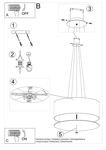 Nowoczesny żyrandol OTTO 70 czarny lampa sufitowa do salonu i jadalni 6-punktowa