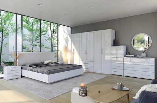 Szafka nocna Intesi Flory 55 cm biały połysk z 2 szufladami – nowoczesny design do sypialni