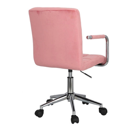 Fotel biurowy ergonomiczny Cosmo Arm różowy velvet z podłokietnikami do nauki i pracy