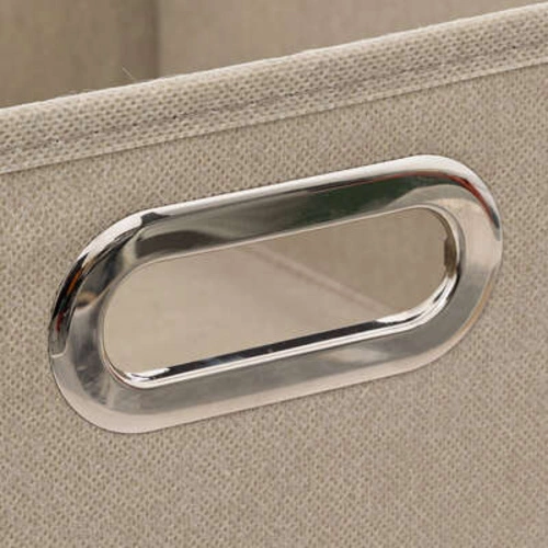 Pudełko materiałowe do regału 31x15 cm beżowe ciemne z metalowym uchwytem 5five