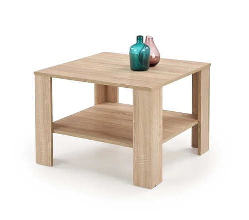 Stolik kawowy kwadratowy Tastur S 70x70 cm dąb sonoma z półką nowoczesny do salonu Intesi