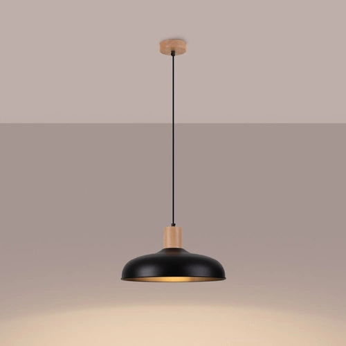 Lampa wisząca INDY czarna skandynawska do salonu i nad stół 38 cm SOLLUX LIGHTING