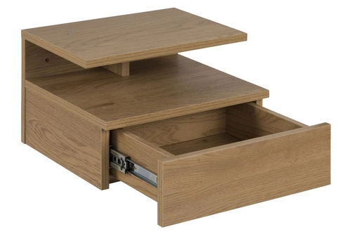Nowoczesna drewniana szafka nocna Ashlan Wood z szufladą, wisząca do sypialni