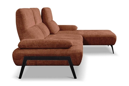 Nowoczesny narożnik do salonu Rasmus terrakota prawy z regulacją oparcia Intesi