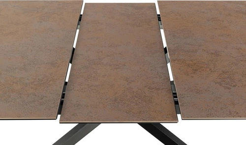 Stół rozkładany do jadalni Irwine Actona 168-210x90 cm ceramiczny blat brązowy czarne nogi industrialny