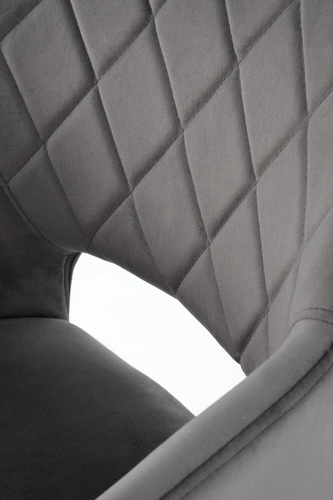 Krzesło obrotowe Cretas Velvet Intesi szare tapicerowane do jadalni i salonu z podłokietnikami