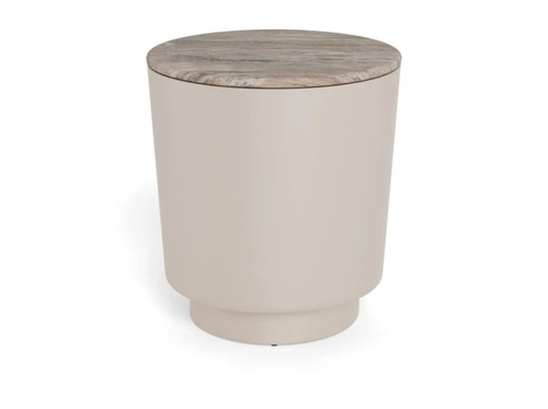 Stolik kawowy Cangas okrągły 45 cm szary marmur nowoczesny do salonu