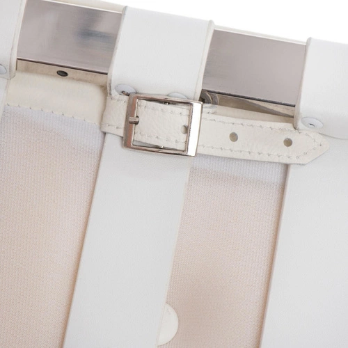 Podnóżek skórzany BA1 Premium inspirowany Barcelona biały do salonu nowoczesny D2.DESIGN