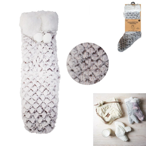 Intesi Sherpa skarpety damskie szare antypoślizgowe ciepłe do domu nowoczesne