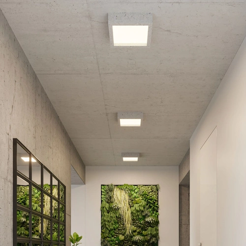 Plafon sufitowy LED RIZA kwadratowy betonowy szary 33 cm nowoczesny do salonu SOLLUX
