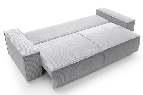 Sofa rozkładana Molde sztruks szary z pojemnikiem do salonu styl skandynawski